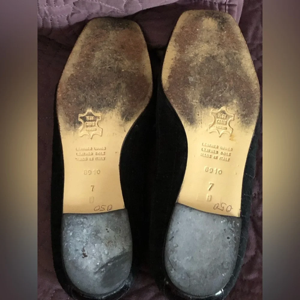 Massimo Black Tweed & Patent Toe Ballet Flats